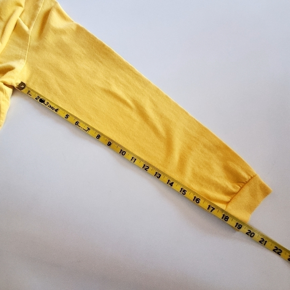 7006 * Split Girl Long Sleeve Tee Yellow Size XL Made in USA Vintage - Picture 9 of 9